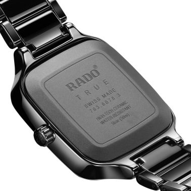 Montre Rado True Square automatique cadran noir bracelet céramique noire 38 mm R27078172