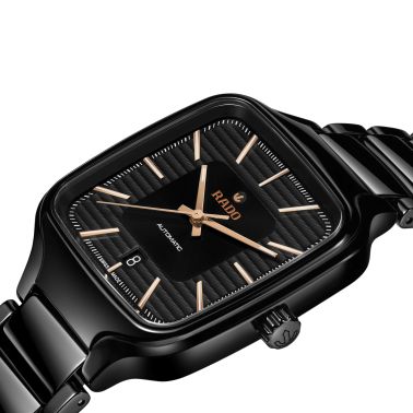Montre Rado True Square automatique cadran noir bracelet céramique noire 38 mm R27078172