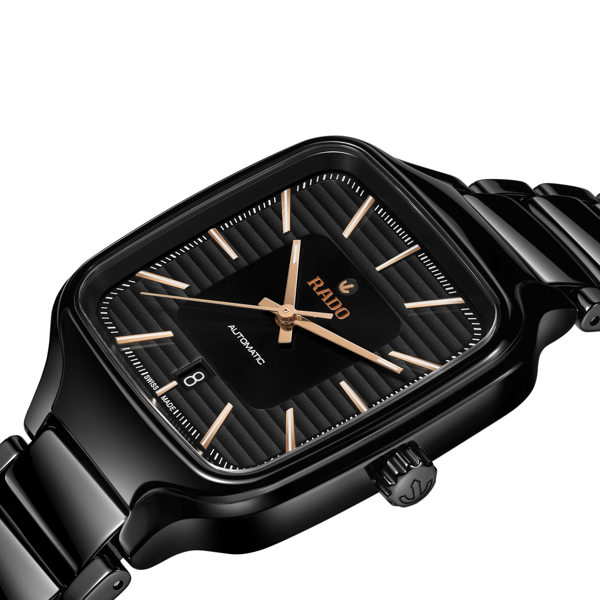 Montre Rado True Square automatique cadran noir bracelet céramique noire 38 mm R27078172