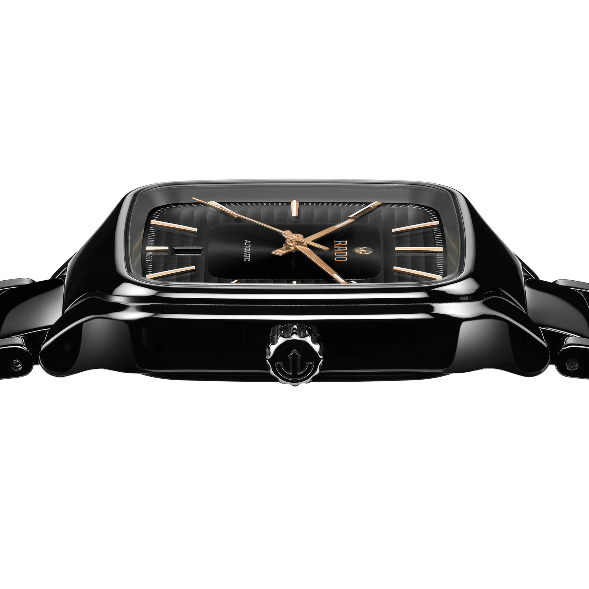 Montre Rado True Square automatique cadran noir bracelet céramique noire 38 mm R27078172