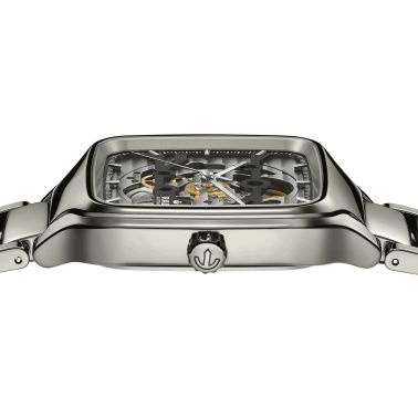 Rado True Square Skeleton automatic watch with skeleton dial and grey ceramic bracelet 38 mm