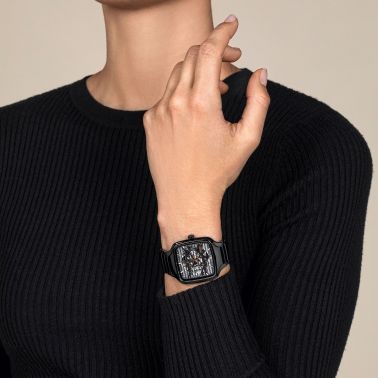 Montre Rado True Square Skeleton automatique cadran squelette bracelet céramique noire 38 mm R27124162