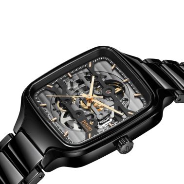 Montre Rado True Square Skeleton automatique cadran squelette bracelet céramique noire 38 mm R27124162