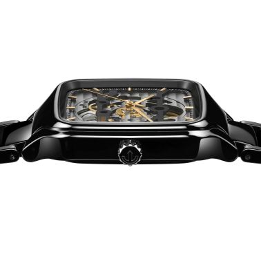 Montre Rado True Square Skeleton automatique cadran squelette bracelet céramique noire 38 mm R27124162