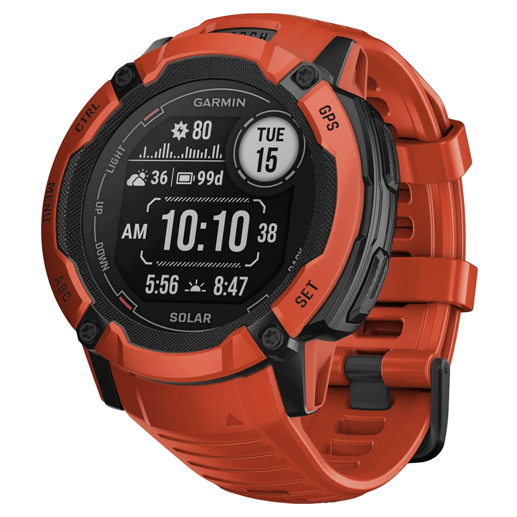 Garmin Instinct 2X Solar Red watch with red silicone strap 50 mm