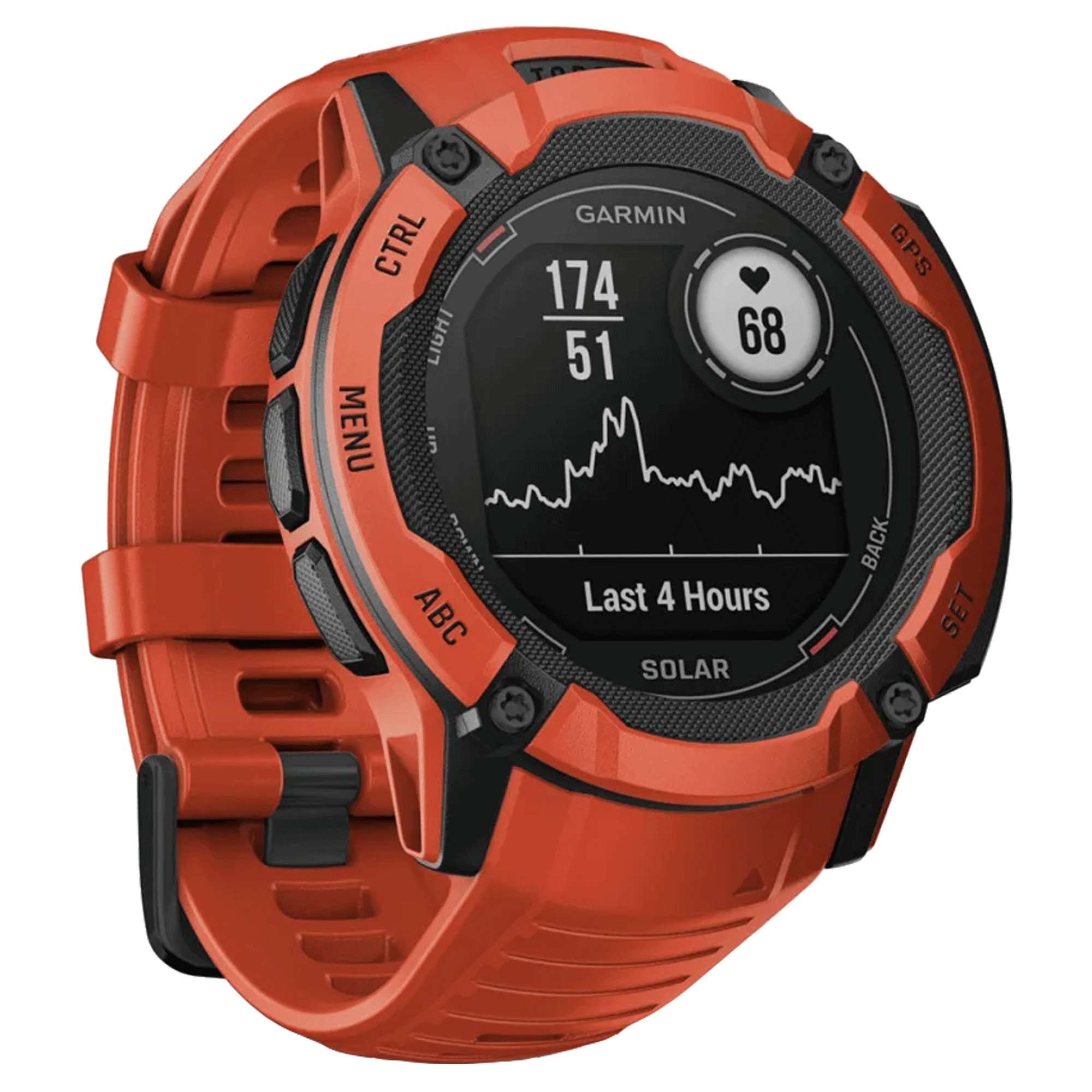 Garmin Instinct 2X Solar Red watch with red silicone strap 50 mm