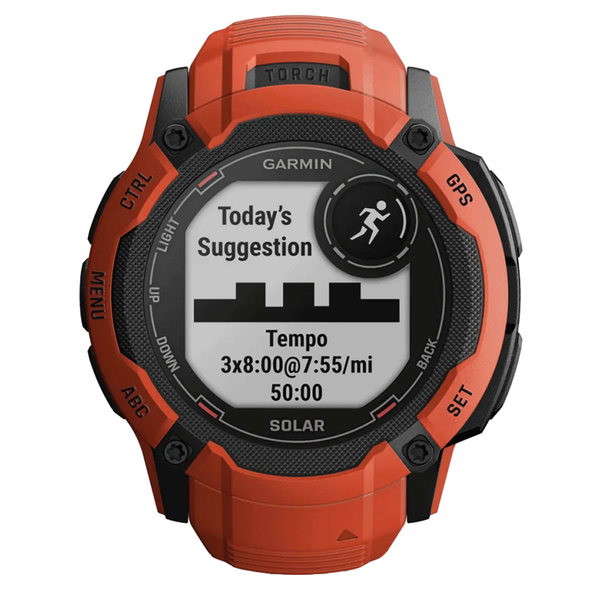 Garmin Instinct 2X Solar Red watch with red silicone strap 50 mm