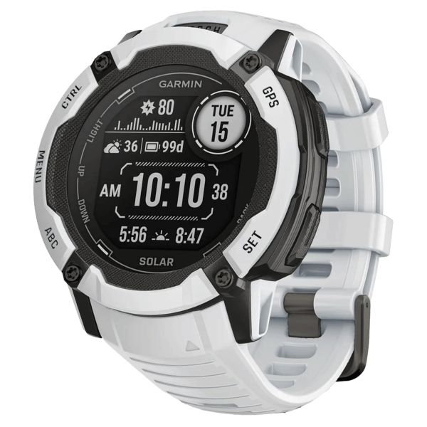 Garmin Instinct 2X Solar White watch with white silicone strap 50 mm