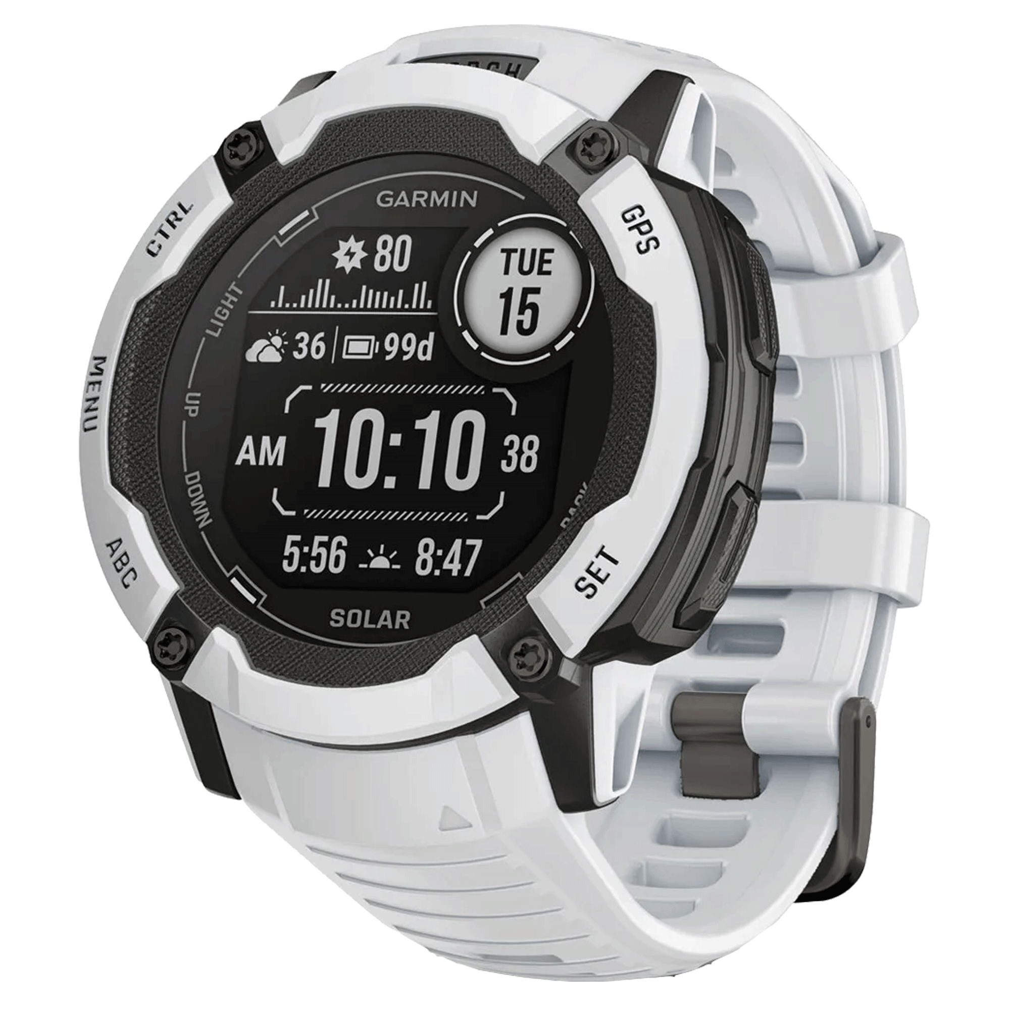 Garmin Instinct 2X Solar White watch with white silicone strap 50 mm