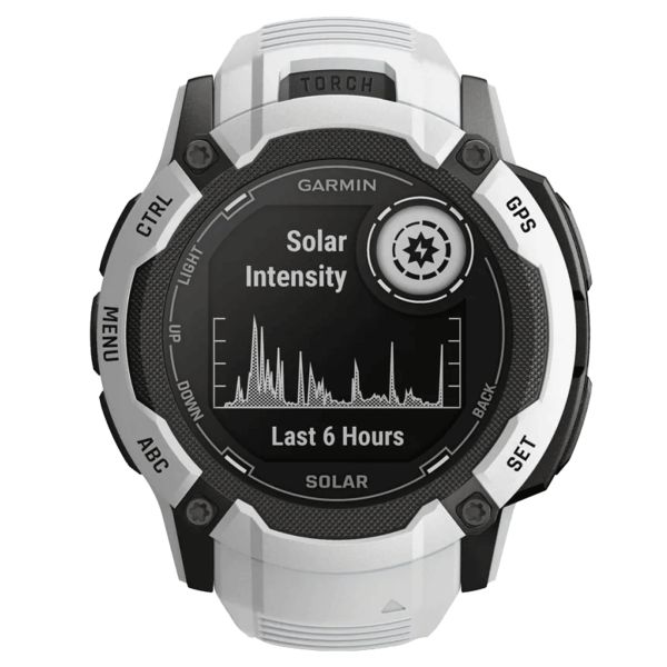 Montre Garmin Instinct 2X Solar Blanche bracelet silicone blanc 50 mm 010-02805-04