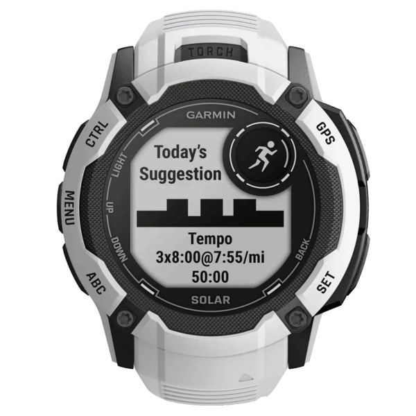 Montre Garmin Instinct 2X Solar Blanche bracelet silicone blanc 50 mm 010-02805-04