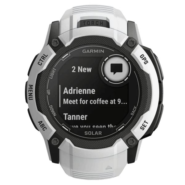 Montre Garmin Instinct 2X Solar Blanche bracelet silicone blanc 50 mm 010-02805-04