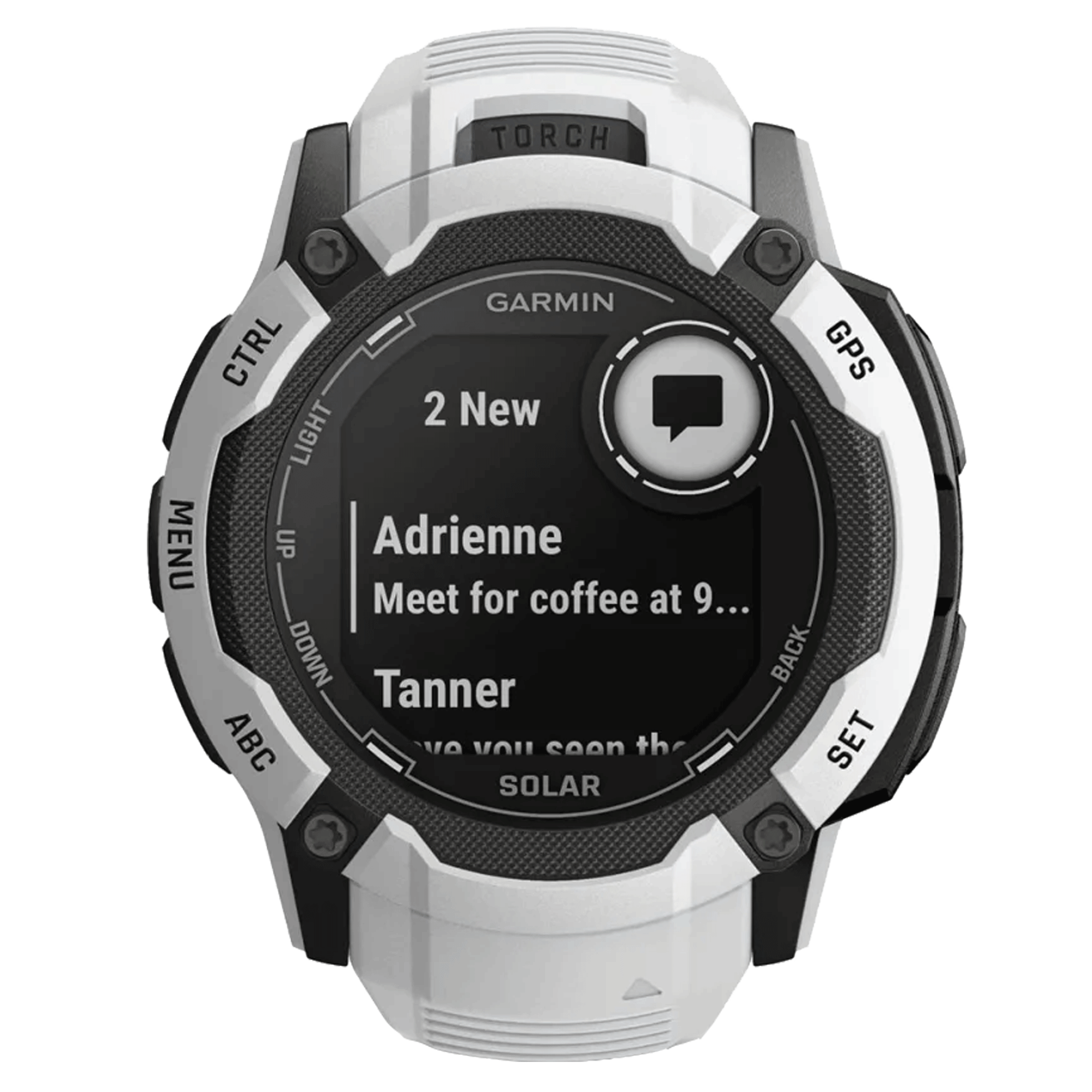 Montre Garmin Instinct 2X Solar Blanche bracelet silicone blanc 50 mm 010-02805-04