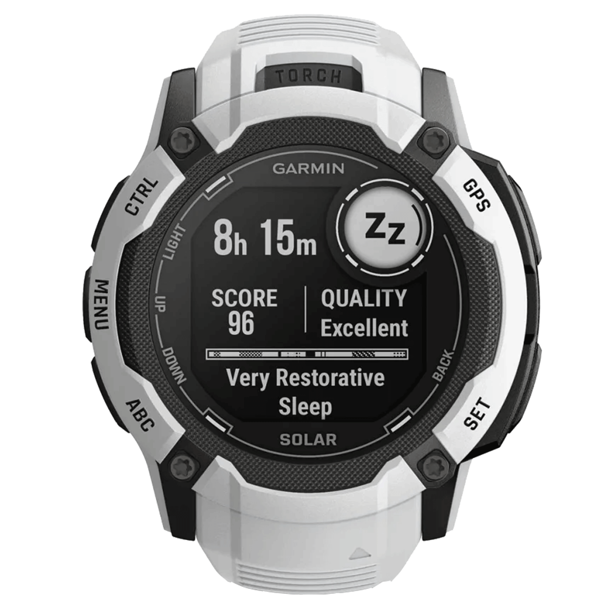 Montre Garmin Instinct 2X Solar Blanche bracelet silicone blanc 50 mm 010-02805-04