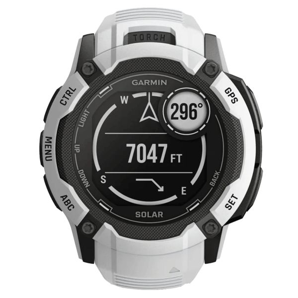 Montre Garmin Instinct 2X Solar Blanche bracelet silicone blanc 50 mm 010-02805-04
