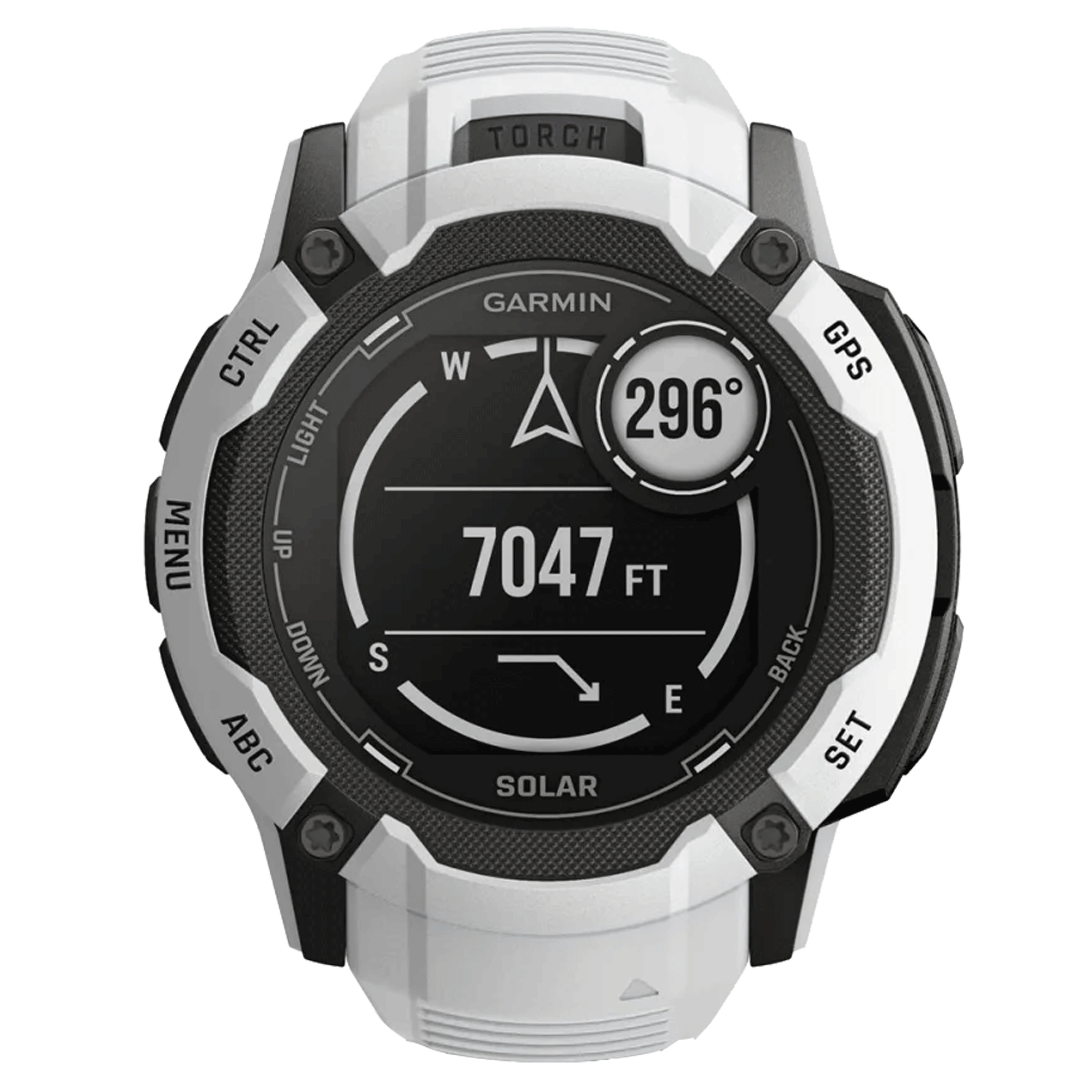 Montre Garmin Instinct 2X Solar Blanche bracelet silicone blanc 50 mm 010-02805-04