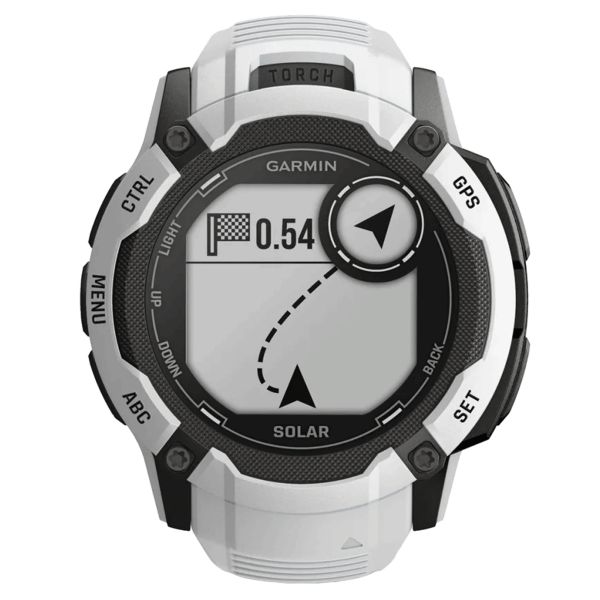 Montre Garmin Instinct 2X Solar Blanche bracelet silicone blanc 50 mm 010-02805-04