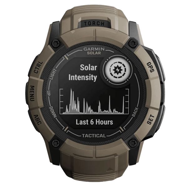 Garmin Instinct 2X Solar Tactical Edition Beige Coyote watch with beige silicone strap 50 mm