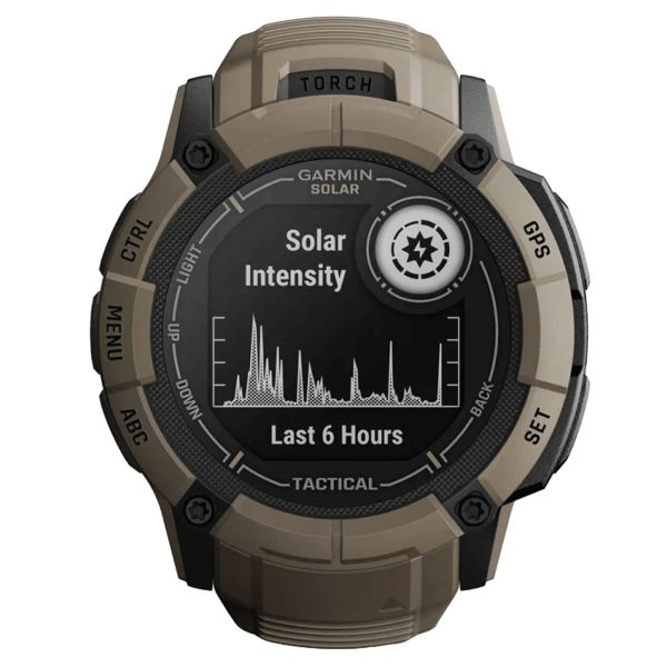 Montre Garmin Instinct 2X Solar Tactical Edition Beige Coyotte bracelet silicone beige 50 mm 010-02805-02