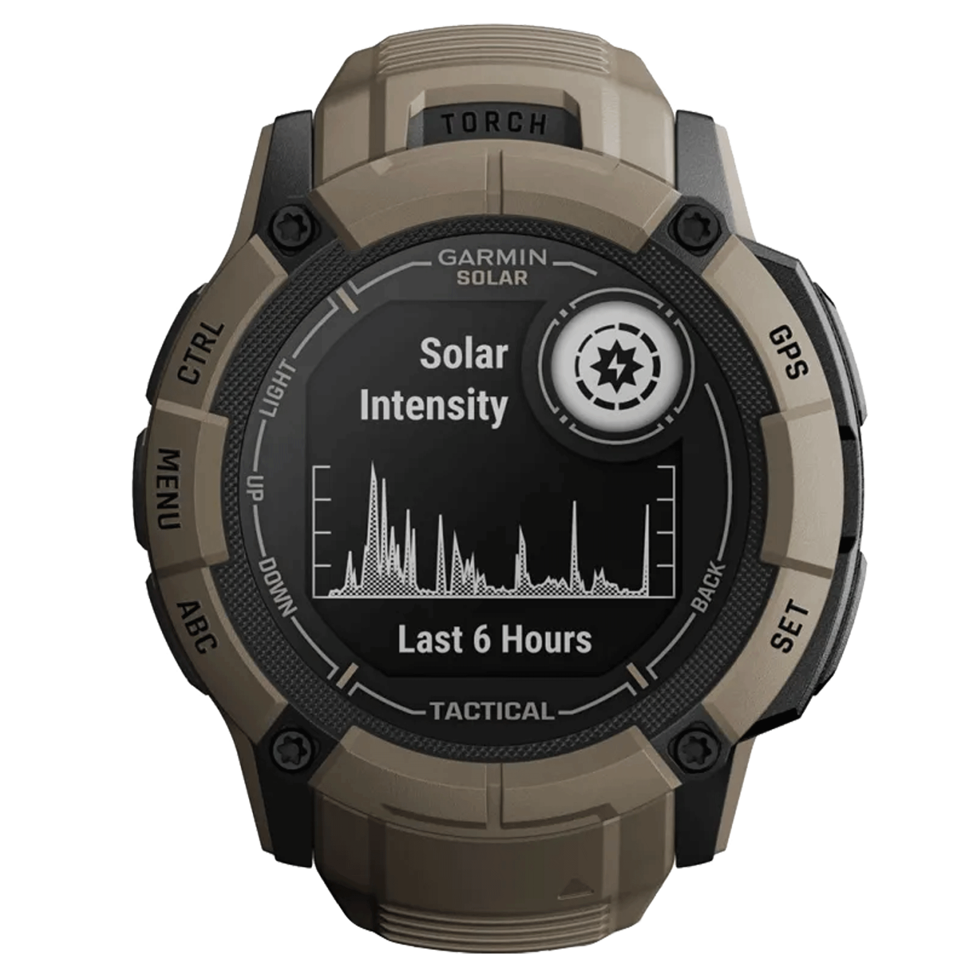 Montre Garmin Instinct 2X Solar Tactical Edition Beige Coyotte bracelet silicone beige 50 mm 010-02805-02