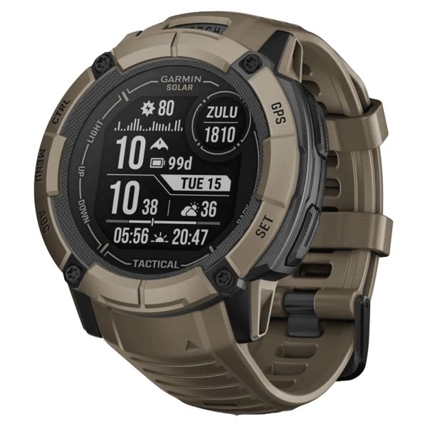 Montre Garmin Instinct 2X Solar Tactical Edition Beige Coyotte bracelet silicone beige 50 mm 010-02805-02