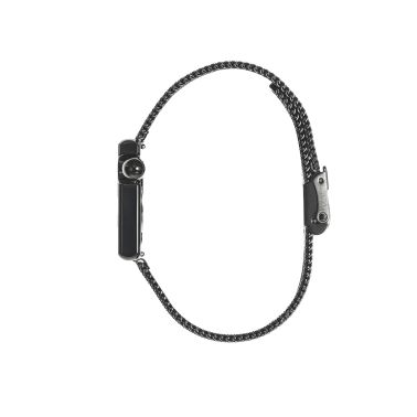 Montre Lip Mach 2000 Mini Square quartz cadran noir bracelet maille milanaise