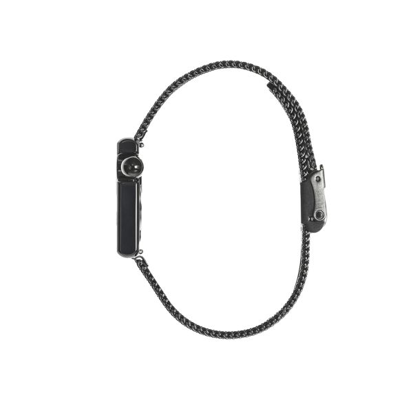 Montre Lip Mach 2000 Mini Square quartz cadran noir bracelet maille milanaise