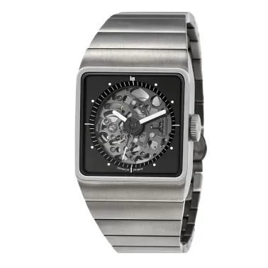 Montre Lip BIG TV Titane Squelette automatique cadran noir bracelet titane 35 x 35 mm