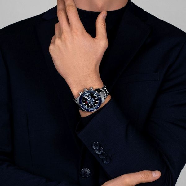 Montre Rado Captain Cook Chronographe automatique cadran bleu bracelet acier 43 mm R32145208