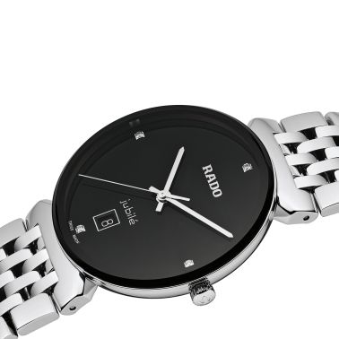 Rado Florence Classic Diamonds quartz watch black dial steel bracelet 38 mm
