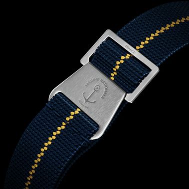 Montre Yema Navygraf Marine Nationale GMT automatique cadran bleu bracelet caoutchouc noir 38,5 mm YNAV23MN-GRBS