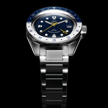 Montre Yema Navygraf Marine Nationale GMT automatique cadran bleu bracelet caoutchouc noir 38,5 mm YNAV23MN-GRBS