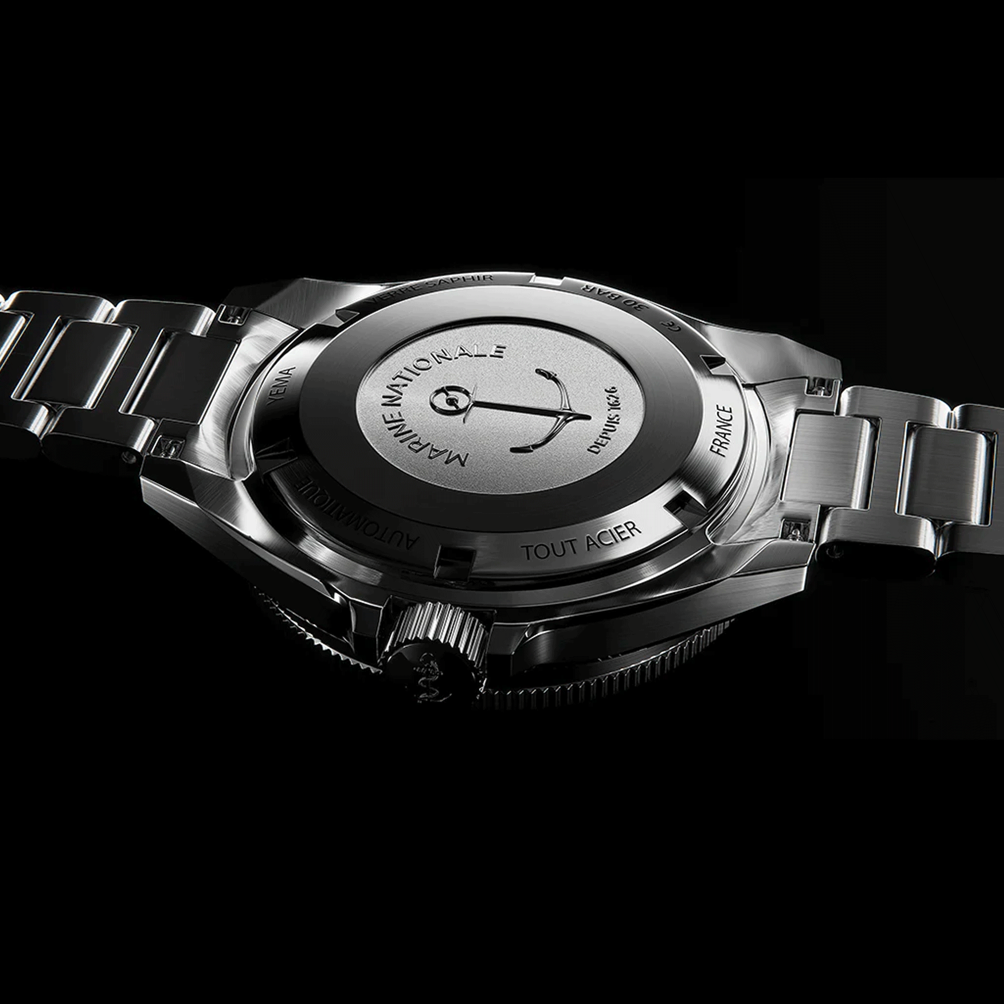 Montre Yema Navygraf Marine Nationale GMT automatique cadran bleu bracelet caoutchouc noir 38,5 mm YNAV23MN-GRBS