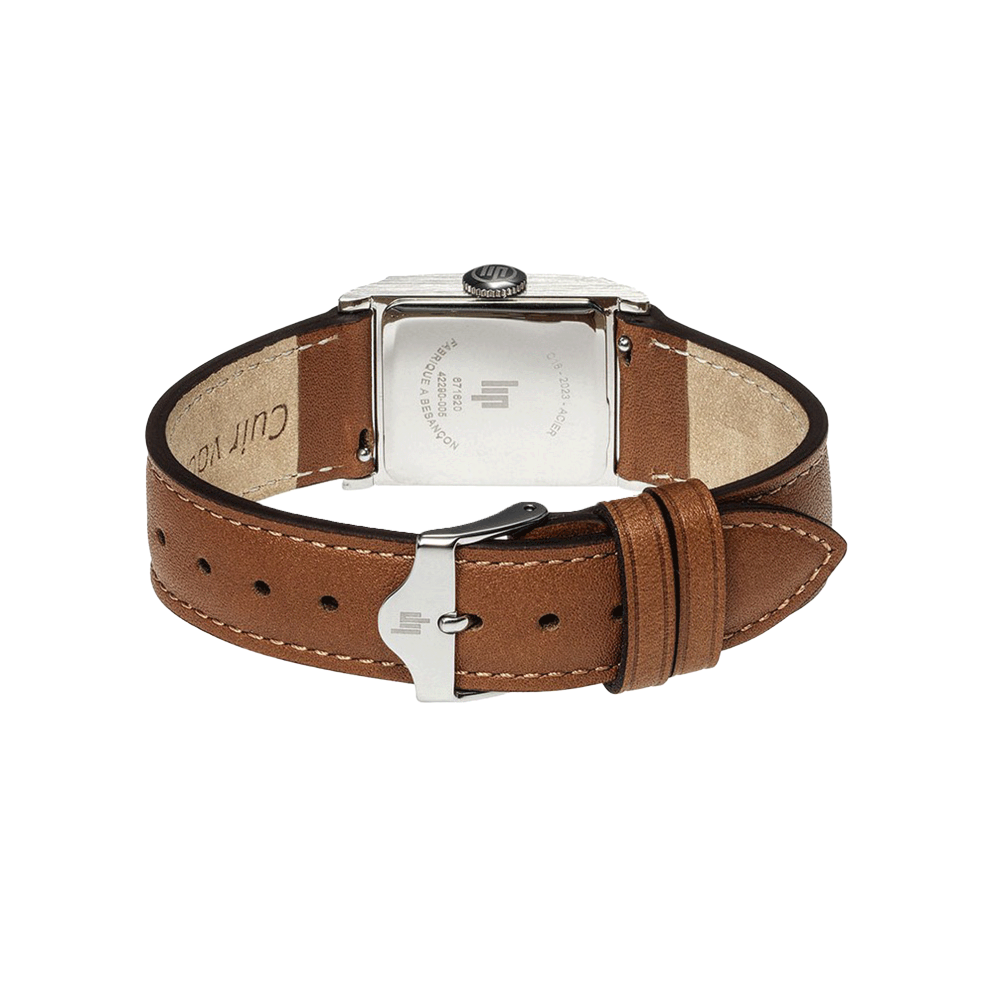 Lip Churchill C18 quartz silver dial brown leather strap 21 x 21 mm