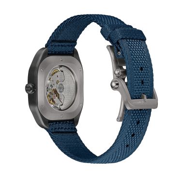 Hermès H08 DLC black automatic watch black dial blue fabric strap 42 mm W049432WW00