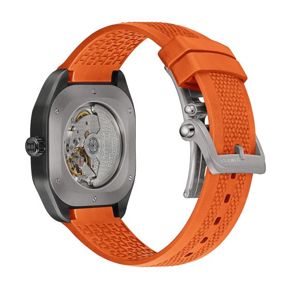 Hermès H08 DLC black automatic Watch dial black rubber strap orange 42 mm W049430WW00