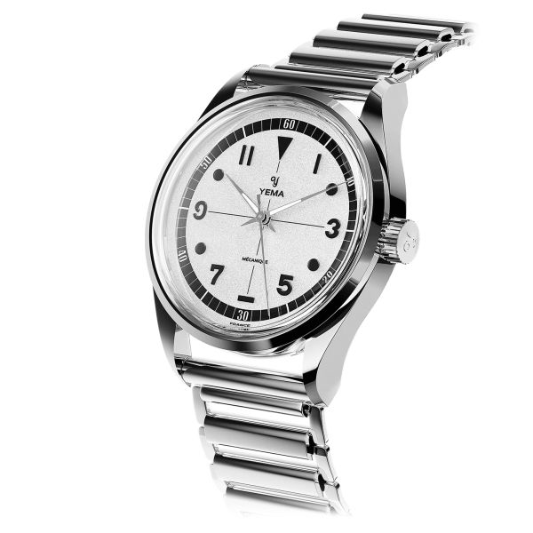 Yema Urban Field mechanical watch white dial steel bracelet 20 cm Bonklip 37,5 mm YFLD23-37-BM3S
