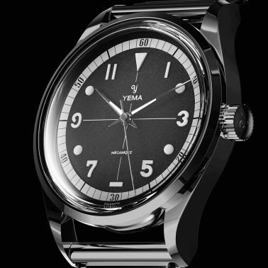 Montre Yema Urban Field mécanique cadran noir bracelet acier 20 cm Bonklip 37,5 mm YFLD23-37-AM3S