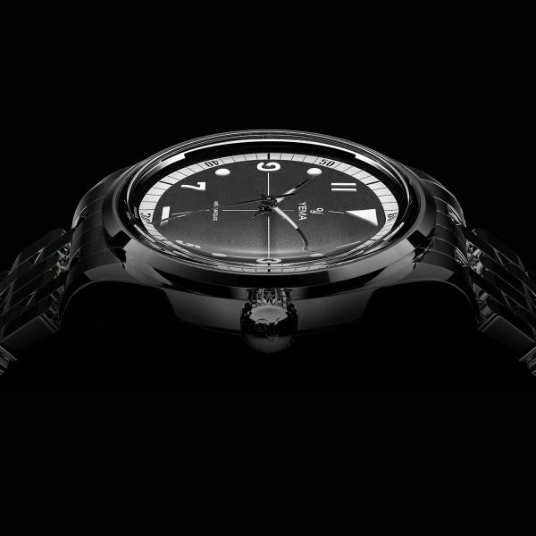 Yema Urban Field mechanical watch black dial steel bracelet 20 cm Bonklip 37,5 mm YFLD23-37-AM3S