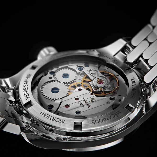 Montre Yema Urban Field mécanique cadran noir bracelet acier 20 cm Bonklip 37,5 mm YFLD23-37-AM3S