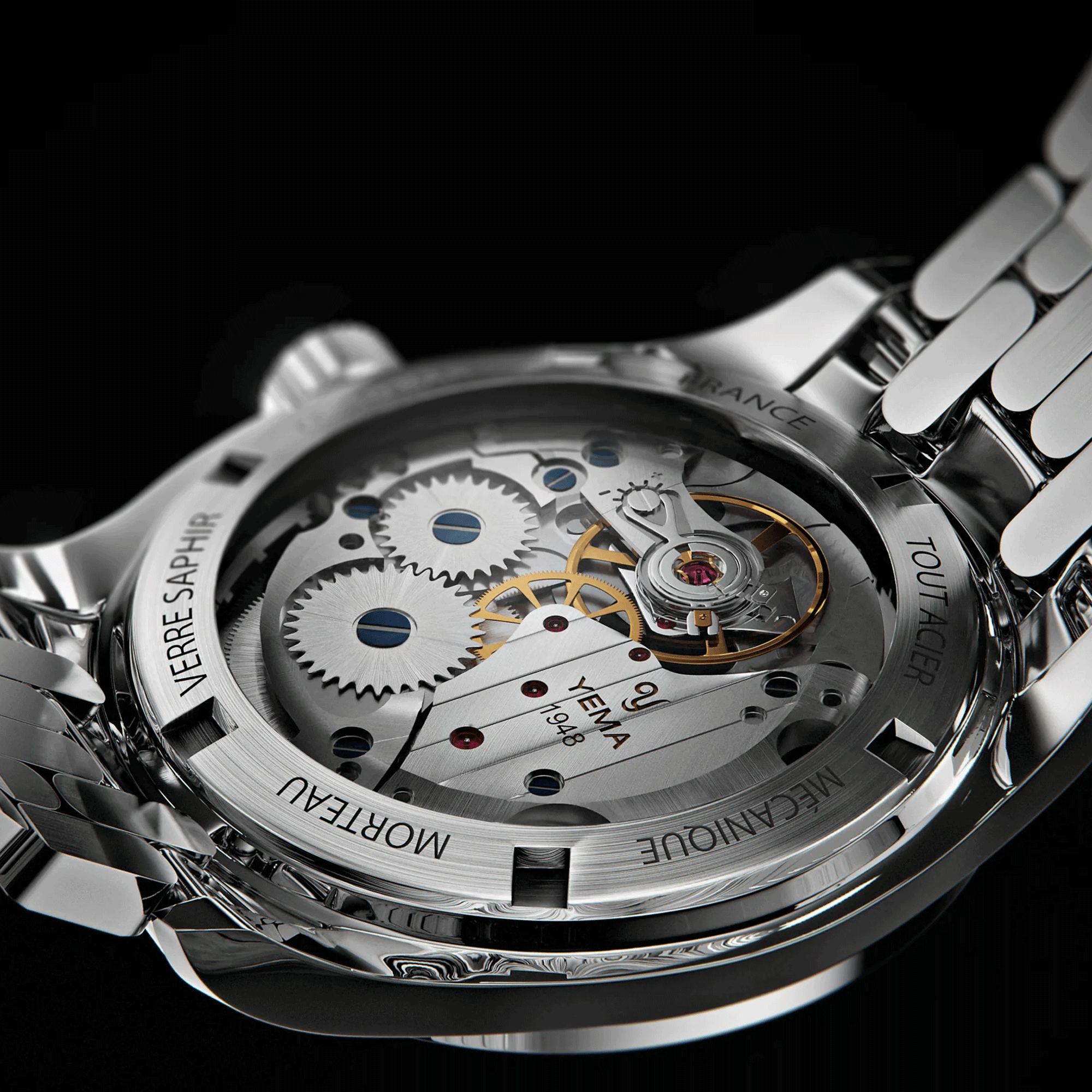 Yema Urban Field mechanical watch black dial steel bracelet 20 cm Bonklip 37,5 mm YFLD23-37-AM3S