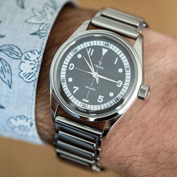 Montre Yema Urban Field mécanique cadran noir bracelet acier 20 cm Bonklip 37,5 mm YFLD23-37-AM3S