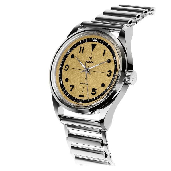 Yema Urban Field mechanical watch sand dial steel bracelet 20 cm Bonklip 37,5 mm YFLD23-37-UM3S