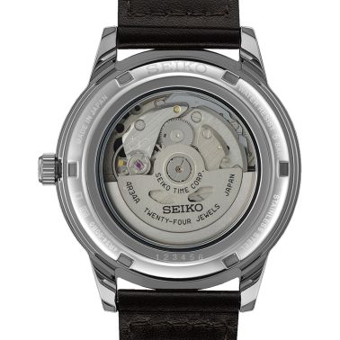 Seiko Presage Style 60's GMT automatic black dial leather strap 40.8 mm