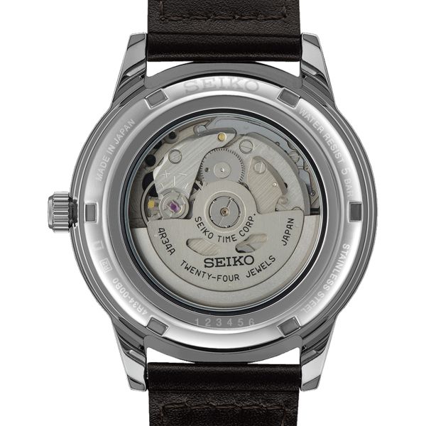 Seiko Presage Style 60's GMT automatic black dial leather strap 40.8 mm