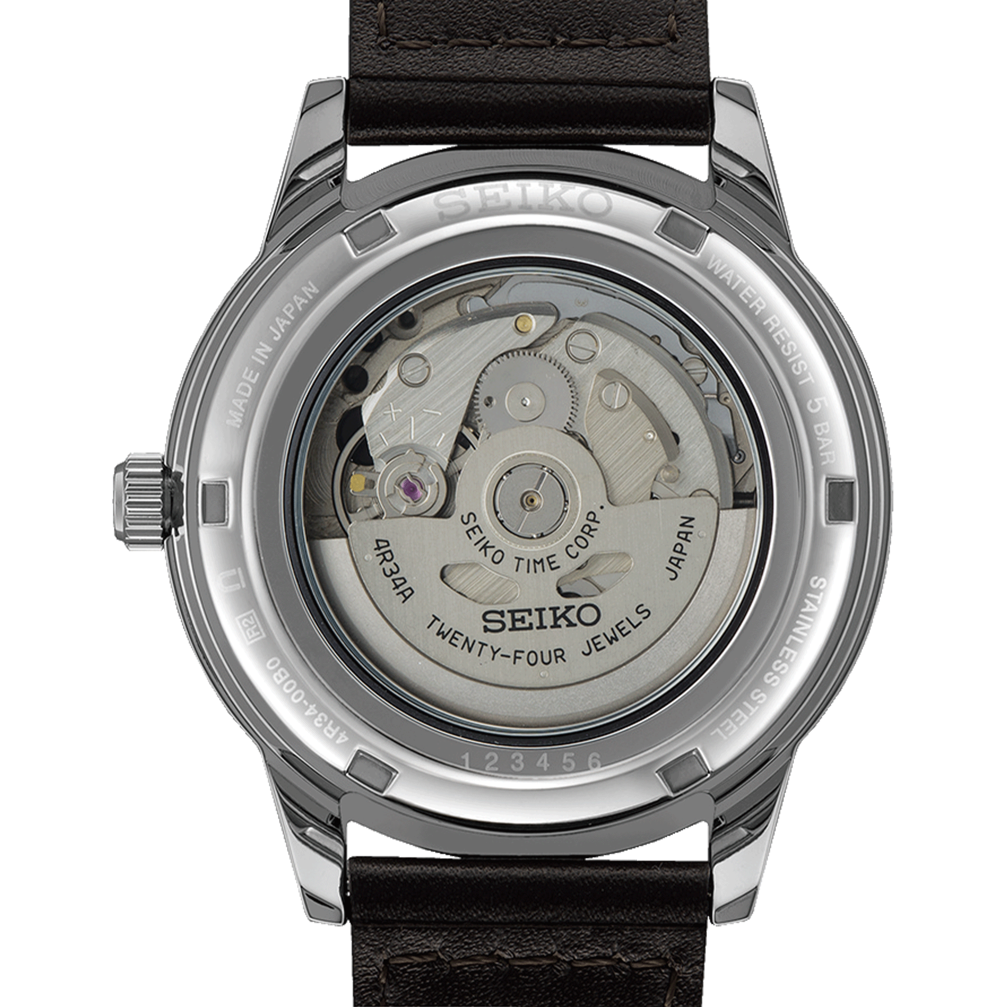 Seiko Presage Style 60's GMT automatic black dial leather strap 40.8 mm