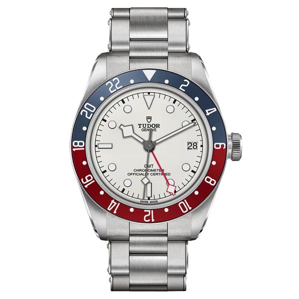 Montre Tudor Black Bay GMT automatique lunette "Pepsi" cadran opalin bracelet acier 41 mm M79830RB-0010