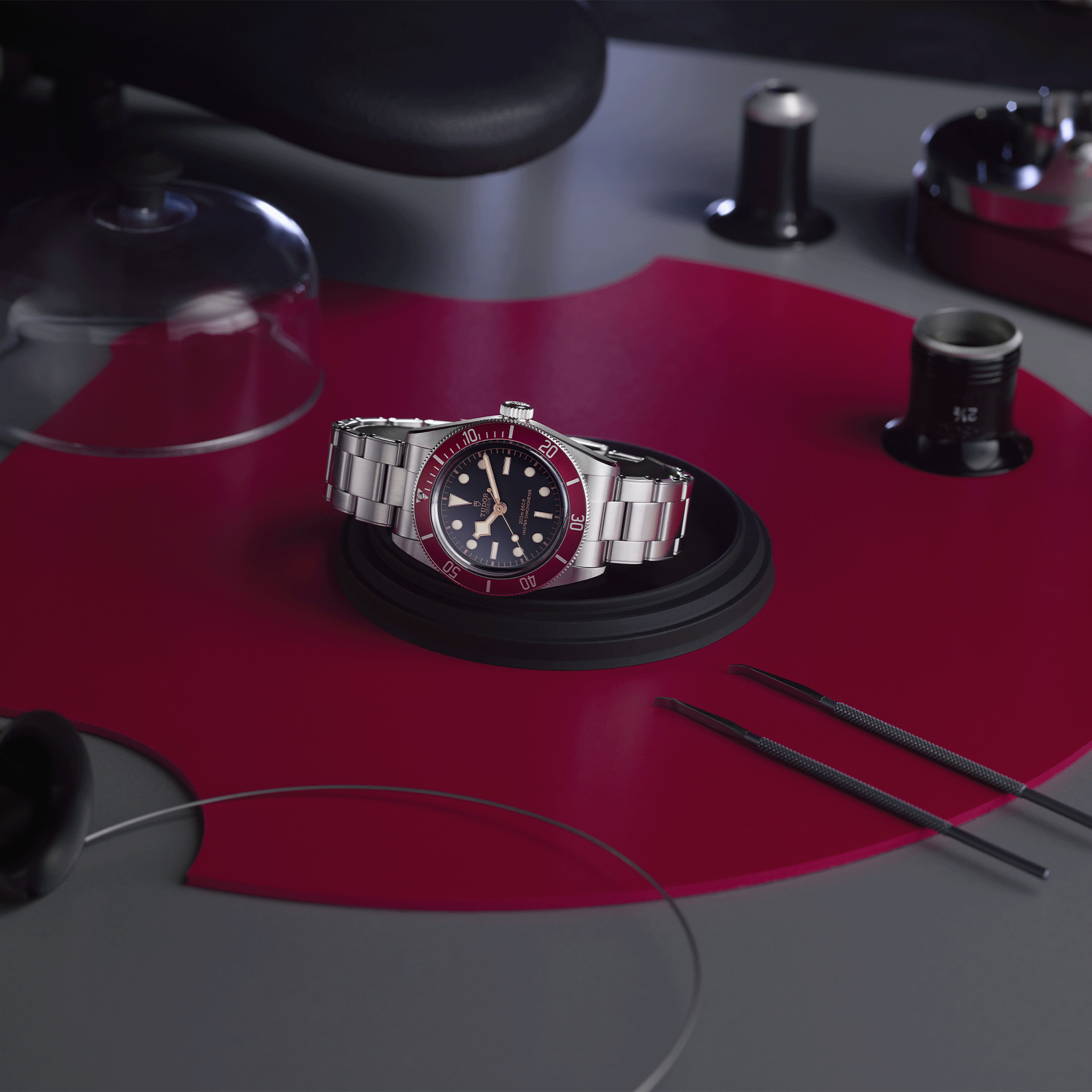 Montre Tudor Black Bay METAS lunette bordeaux automatique cadran noir bracelet acier 3 mailles 41 mm M7941A1A0RU-0001