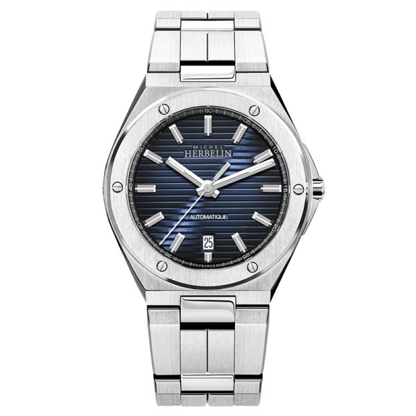 Montre Michel Herbelin Cap Camarat automatique cadran bleu bracelet cier 40,50 mm