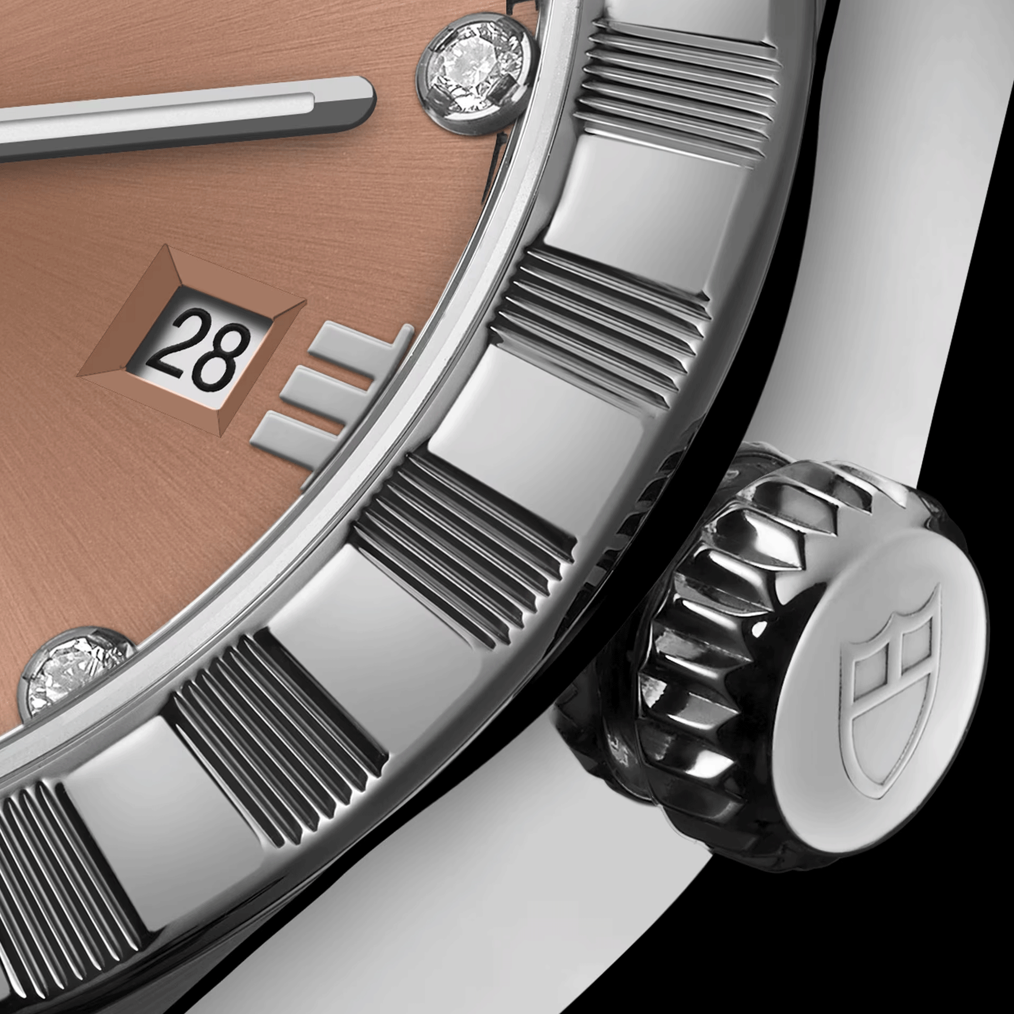 Tudor Royal automatic watch with diamond markers salmon dial steel bracelet 41 mm M28600-0011